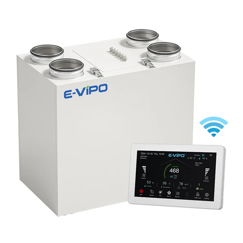 E-VIPO Wall Mounted Ventilation HRV ERV Air Ventilation Home Heat Recovery Air Recuperation System Fresh Air Recuperator