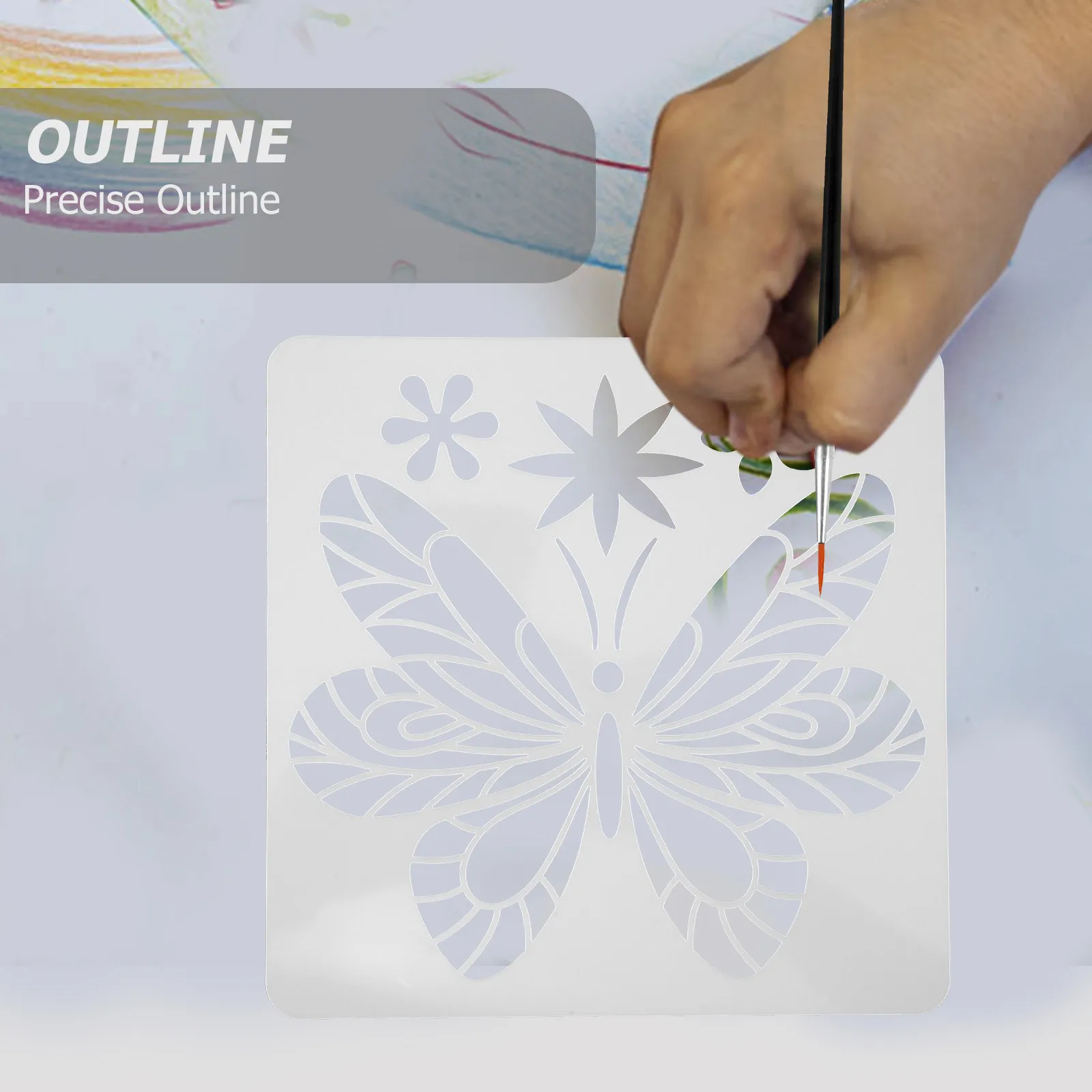 24Pcs Drawing Stencil Kit Butterflies Theme Waterproof Smooth Edge Reusable Painting Template for Student Art Creativity