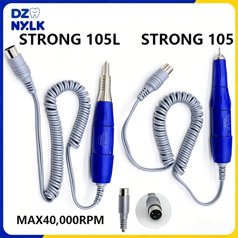 Dental Electric Micromotor Handle 40K RPM STRONG 105 & 105L 2.35mm Chuck For Dental Lab And Polishing Manicure Equipment Machins