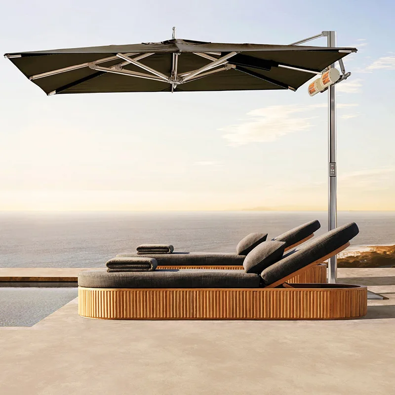 Luxury Modern Teak Wood Outdoor Sofa Set All Weather Waterproof Soft Cushion Comfortable Seating For Villa Hotel Patio Garden