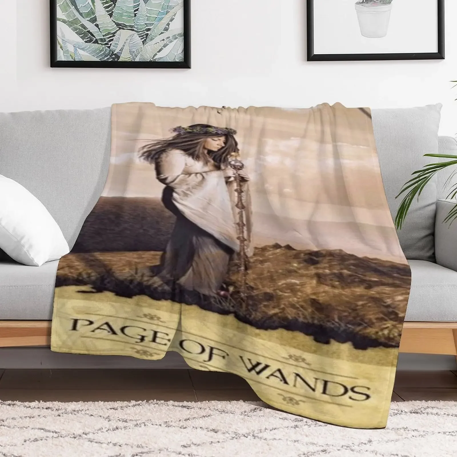 Page of Wands Tarot Card DreamscapesbyTeresa Throw Blanket Luxury Designer blankets ands Tourist Loose Blankets