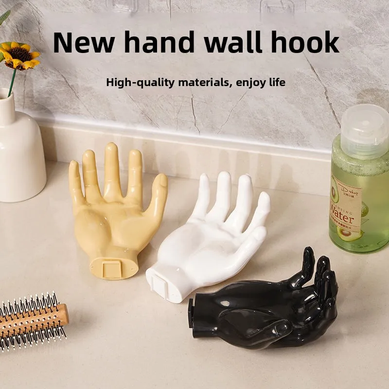 Creative Abstract Hand Wall Hook Home Wall Storage Key Coat Hook Bathroom Soap Dish Storage Shelf Interior Aesthetic Decoration