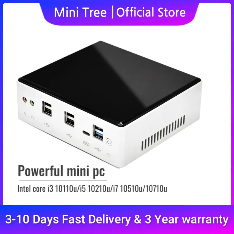 Cheap Mini PC Intel Core i7 10710U i5-8250U 16GB DDR4 M.2 NVMe Dual Lan Windows 10 Home Office Portable NUC Computer WiFi Type-C