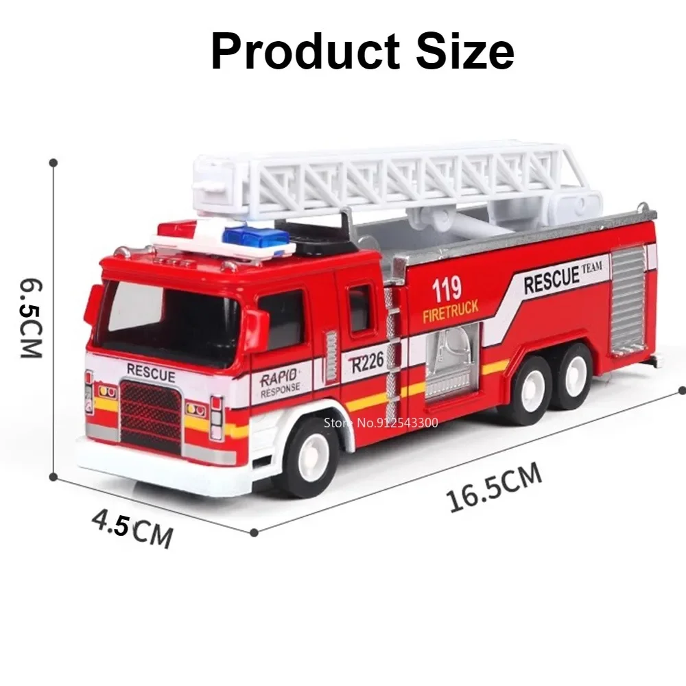 Modèle de camion de pompier 1:32, corps en alliage, pneu en caoutchouc, lumière musicale, réservoir d'eau d'escalade, modèles de véhicules 119, jouets cadeaux