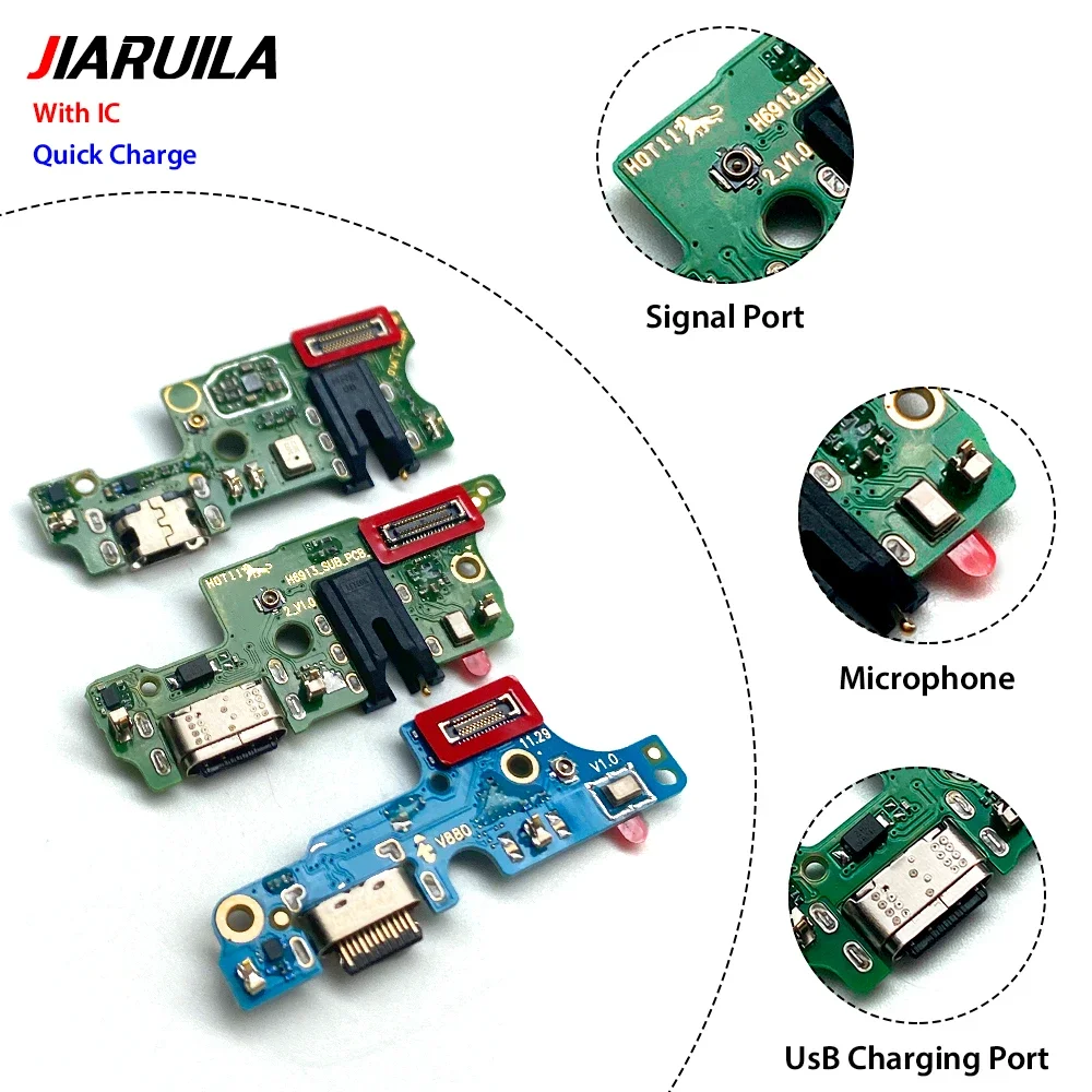 10 PCS USB Charging Port Charger Board Flex Cable For Infinix Hot8 X650/Hot 10 X682/Hot 11 X662/ Hot 11 2022 X675/Hot 30 X6832