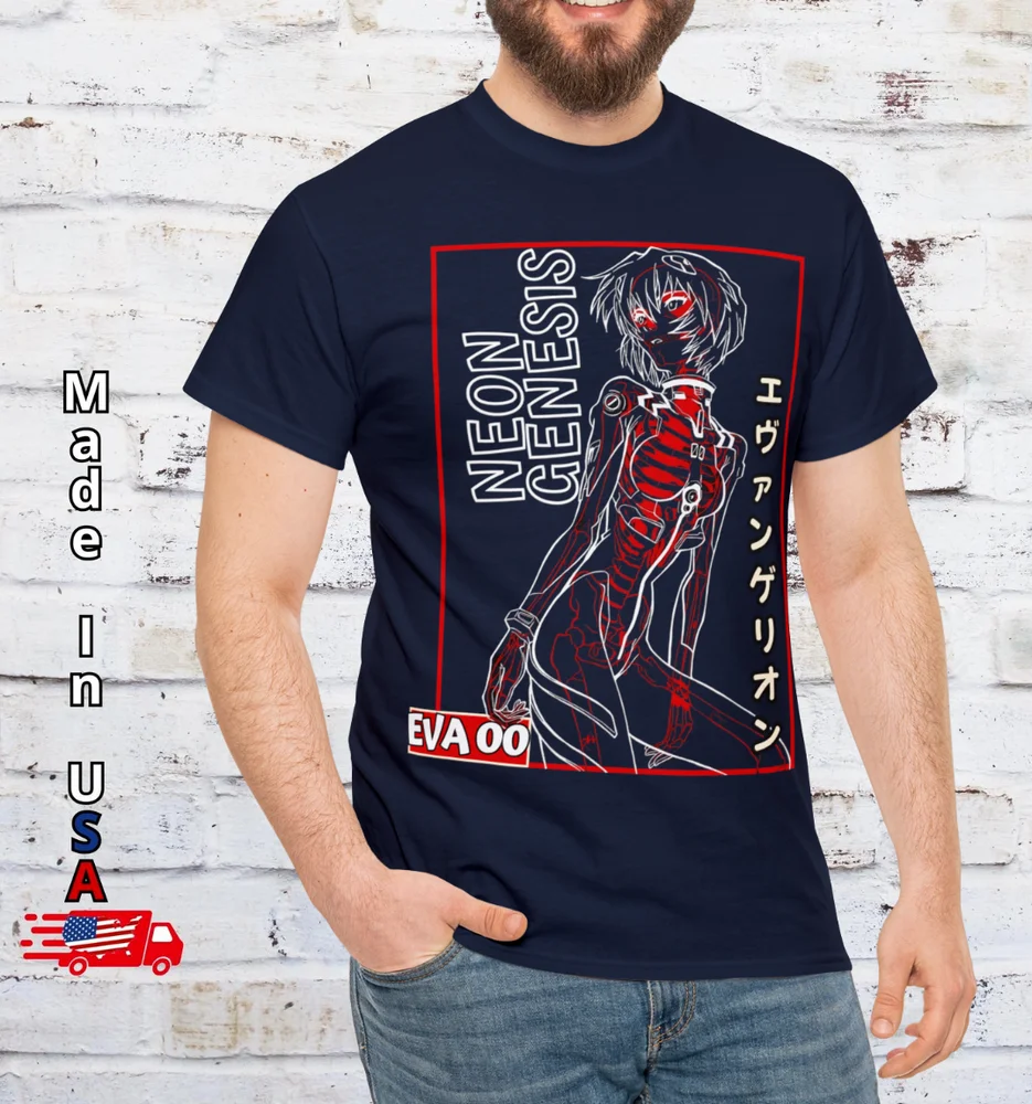 Rei Ayanami T Shirt  Girl Japanese Anime Manga Neon Genenesis