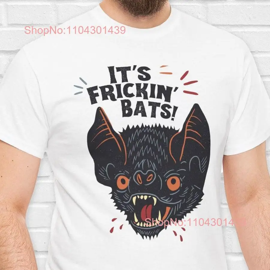 It s Frickin Bats T Shirt Funny Vintage Style Halloween Bat Retro Aesthetic Silly Spooky Season  long or short sleeves