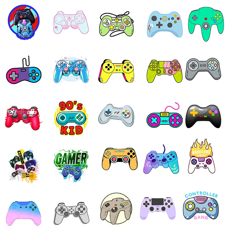 50PCS Cool Game Console Stickers Waterproof Graffiti Decals Phone Laptop Helmet Water Bottle Guitar Bottle Children Toy Gift