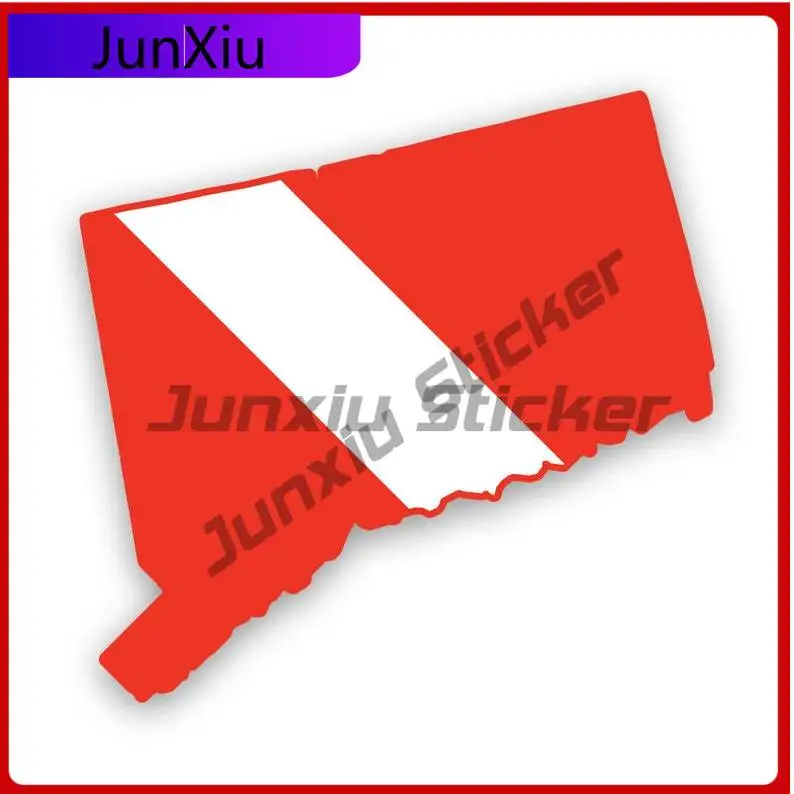 

Connecticut State Shaped Diver Down Flag Sticker Uv Protected Scuba Flag Diving Dive Ct Car Sticker Vinyl Decal Waterproof