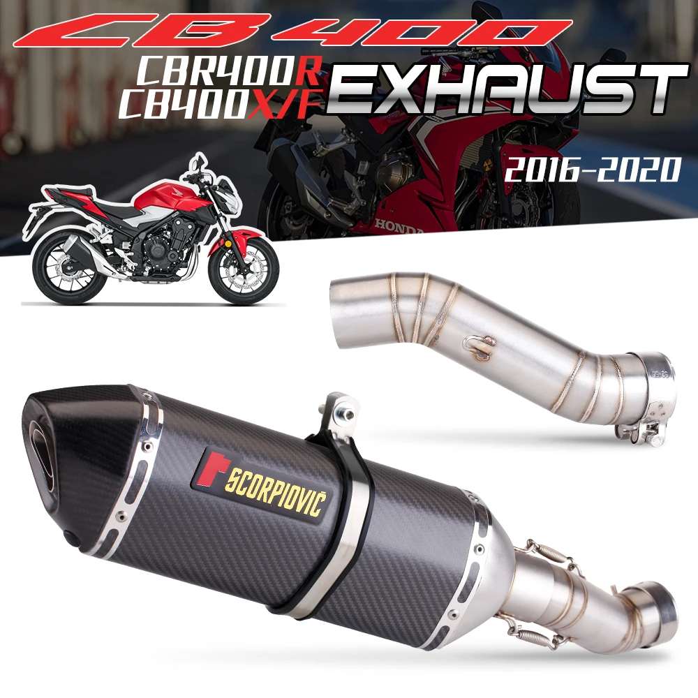 

Slip On For CB400X CB400F CBR400 2013-2021 adventure Motorcycle Exhaust Escpae Modify Middle Pipe Connect 51mm