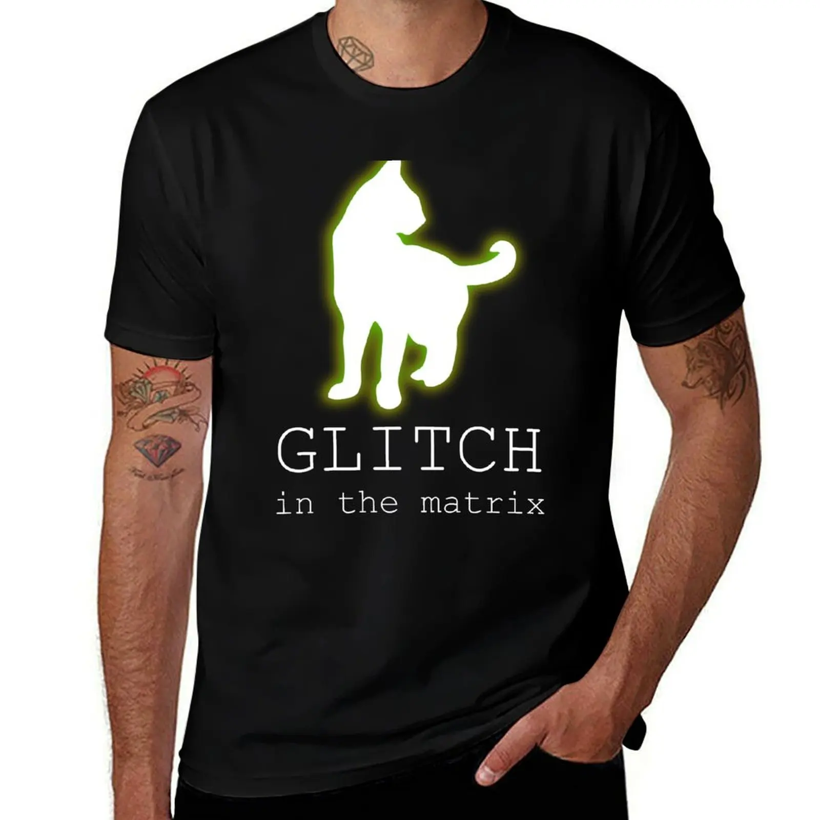 Glitch in the Matrix Cat Deja Vu T-Shirt Large Size Basic Casual T-Shirt