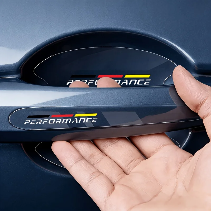 8Pcs/Set Performance Tricolor Door Handle & Cup Stickers, Waterproof Anti-Scratch PVC Car Decals