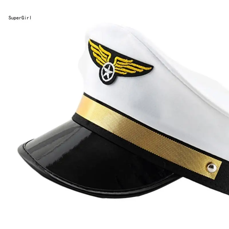 Women Cosplay Hat Party Headwear Flight Hat Flat Top Hat Dress Up Headwear J78E