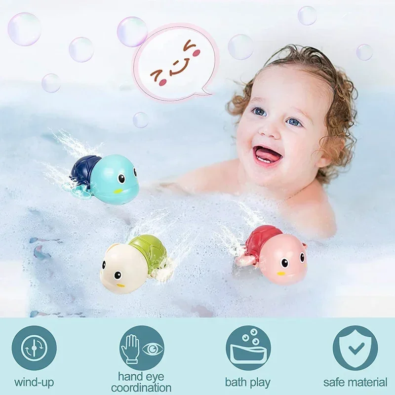 Baby Bath Toys Bathing Cute Swimming Turtle Whale Pool Beach Classic Chain Clockwork Water Toy for Kids Water Playing Toys