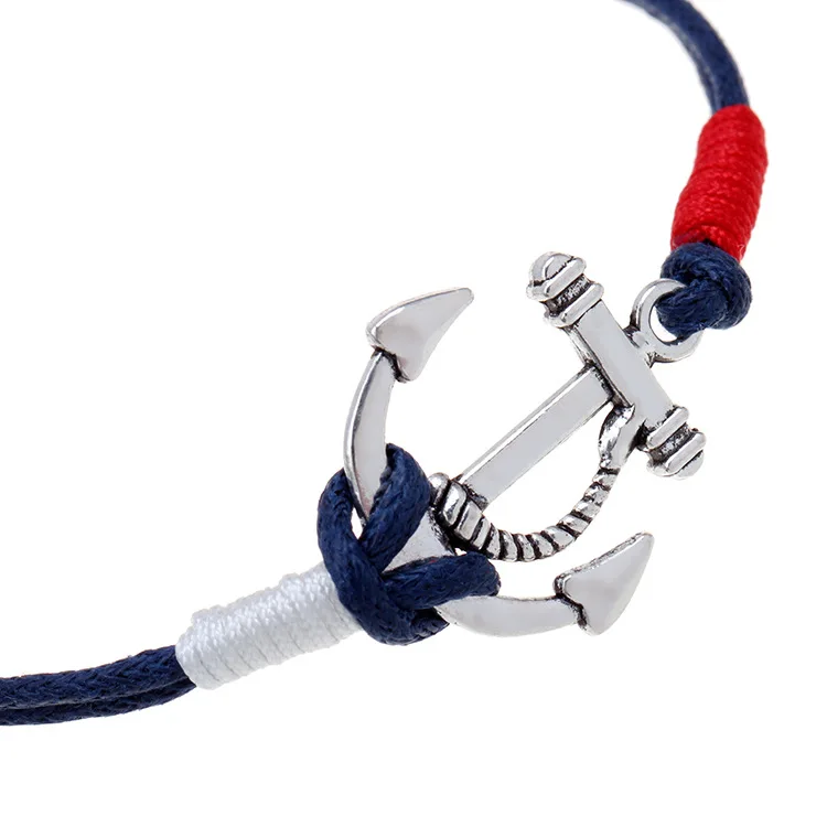 Hot selling blue anchor nautical rope bracelet for unisex jewelry mens bracelet  couple bracelet