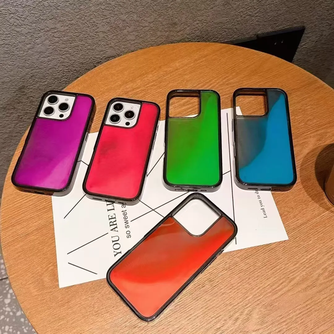 Luminous Quicksand Case for iPhone 16 15 14 13 12 Pro Max Plus Cover Glow in Dark Liquid Shiny Sparkles Shockproof Shell Fundas