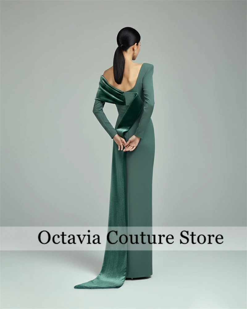 

Customized Modern Style Fashion Jersey Rhinestone Pleat Mermaid Off-the-shoulder Long Dresses Bespoke Occasion Dresses Elegant
