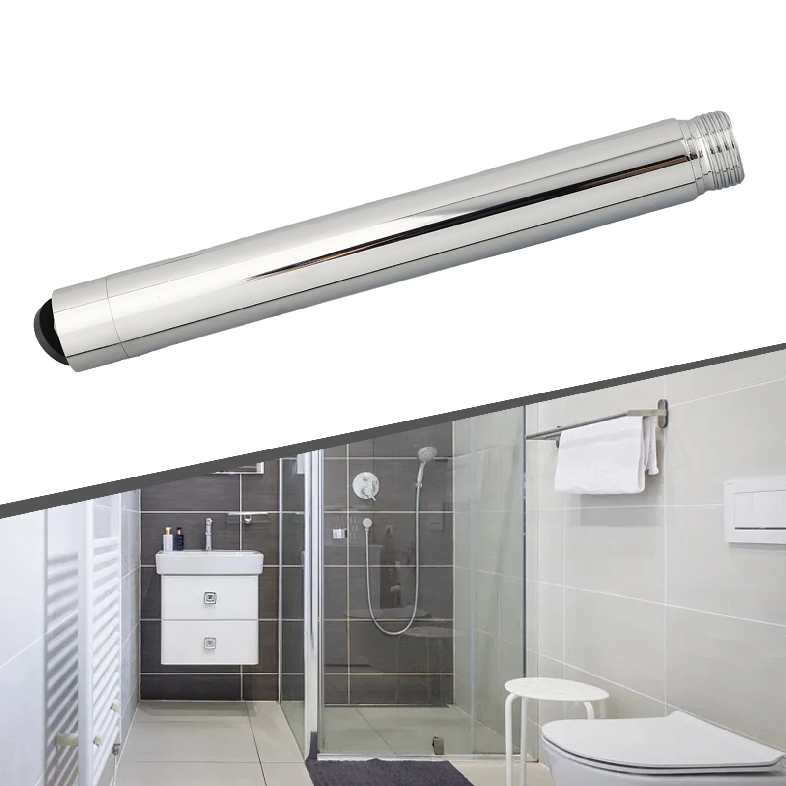 

Регулируемая удлинительная трубка для душевой лейки из полированной хромированной нержавеющей стали для ручного душа и тропического душа, подключение G1/2