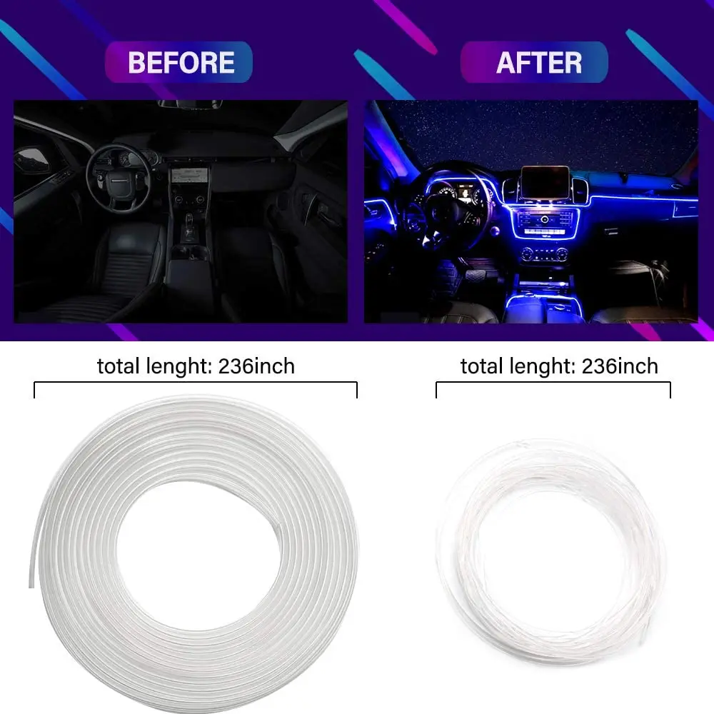 NLpearl 5 in1 6M RGB LED Car Ambient Interior Light con controllo App auto fibra ottica Neon Atmosphere Strip Light lampade Decorative