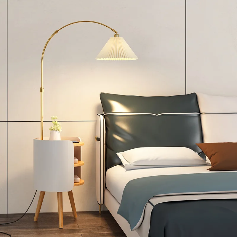Bedside table, drawer, feather, room, girl, light luxury, bedroom, floor lamp