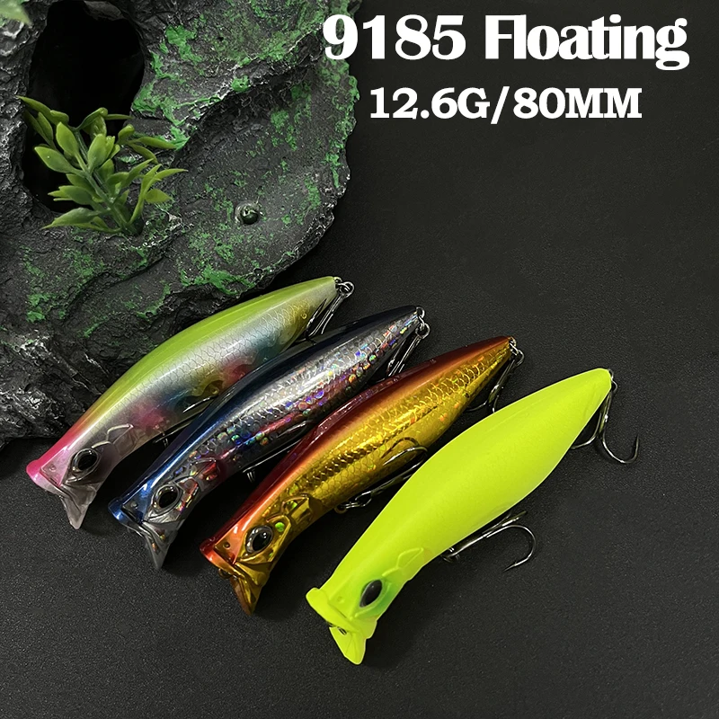 

12.6g 80mm Topwater Poppers Fishing Lures Cup Mouth Surface Artificial Hard Bait Seabass Pike Isca Pesca Wobblers Accessories