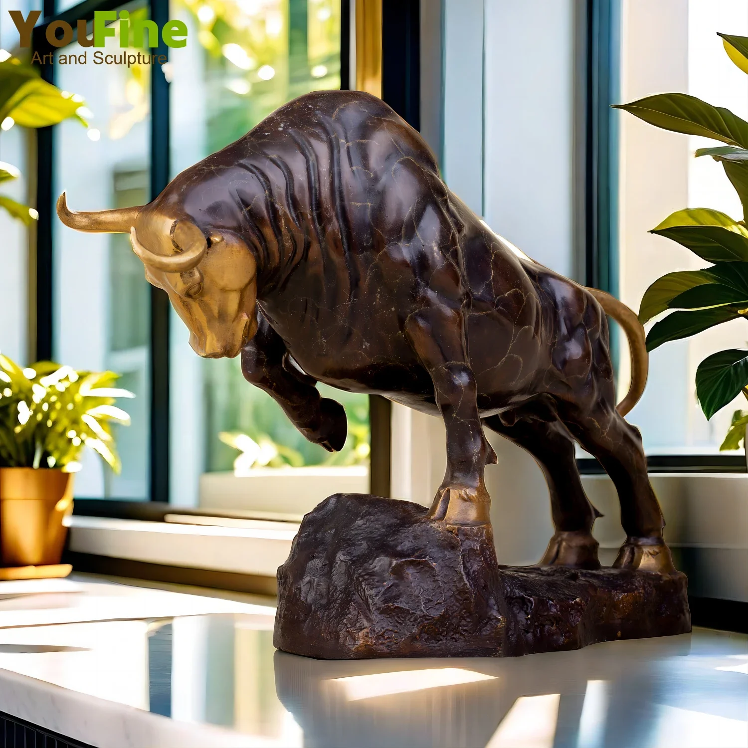 Imagem -06 - Bronze Luta Touro Estátua Fengshui Touro Escultura Wall Street Bull Figurine Art Home Office Decoração de Mesa Presentes Lindos