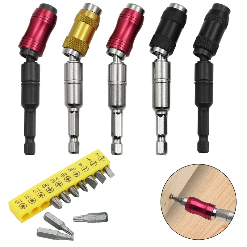 Punte per cacciavite ad anello magnetico esagonale da 1/4 "trapano utensili manuali punta da trapano asta di prolunga per spazi ristretti supporto per punta magnetica