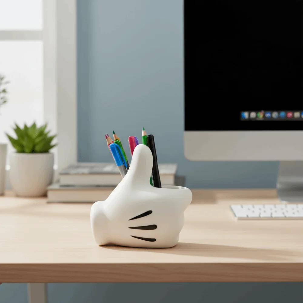 Thumbs Up Creative Design Pen Holder Cute Cartoon Trendy Style Storage Ornament Personalized Desktop Ornament Gift Giving