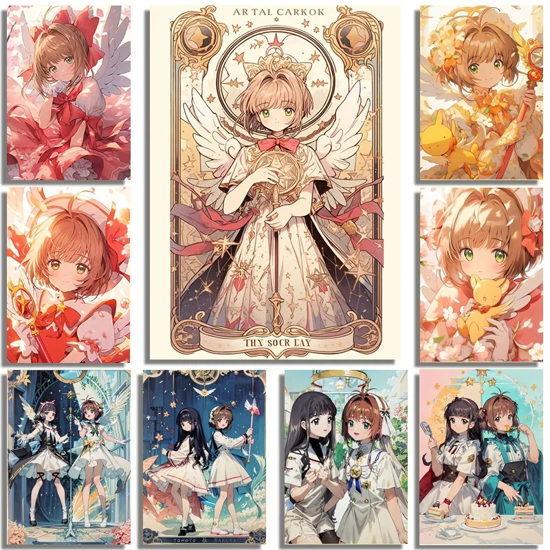 Japanese Anime Cardcaptor Sakura Magic Girl Character Posters and Prints Canvas Painting Wall Art Pictures for Room Home Decor