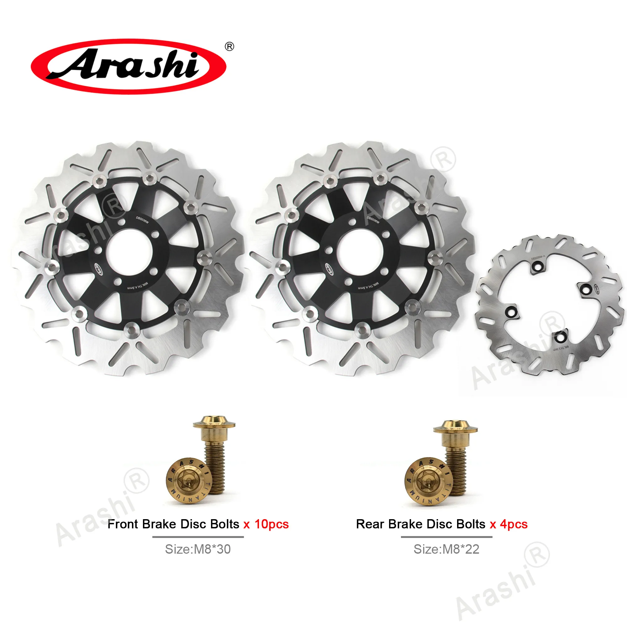 Arashi CNC Brake Disc Bolt Set For KAWASAKI Z750S  Z 750 S 2005 2006 / Z1000 Z 1000 2003 2004 2005 2006 Front Rear Disk Rotor