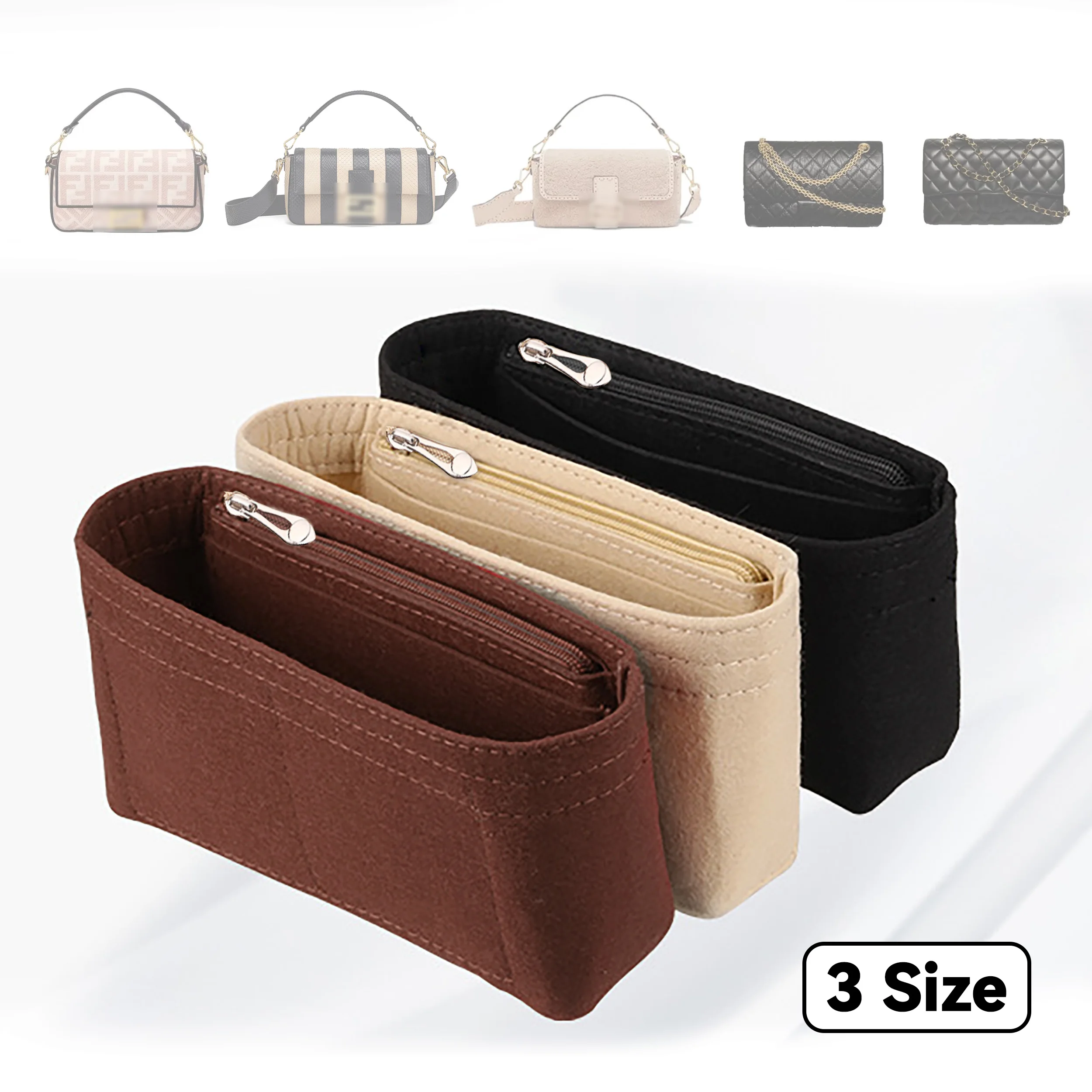 Trendy Felt Insert Bag Organizer Makeup Organizers Liner Perfect for Brand Women\'s Handbags Cosmetic Bags Bag Accesories