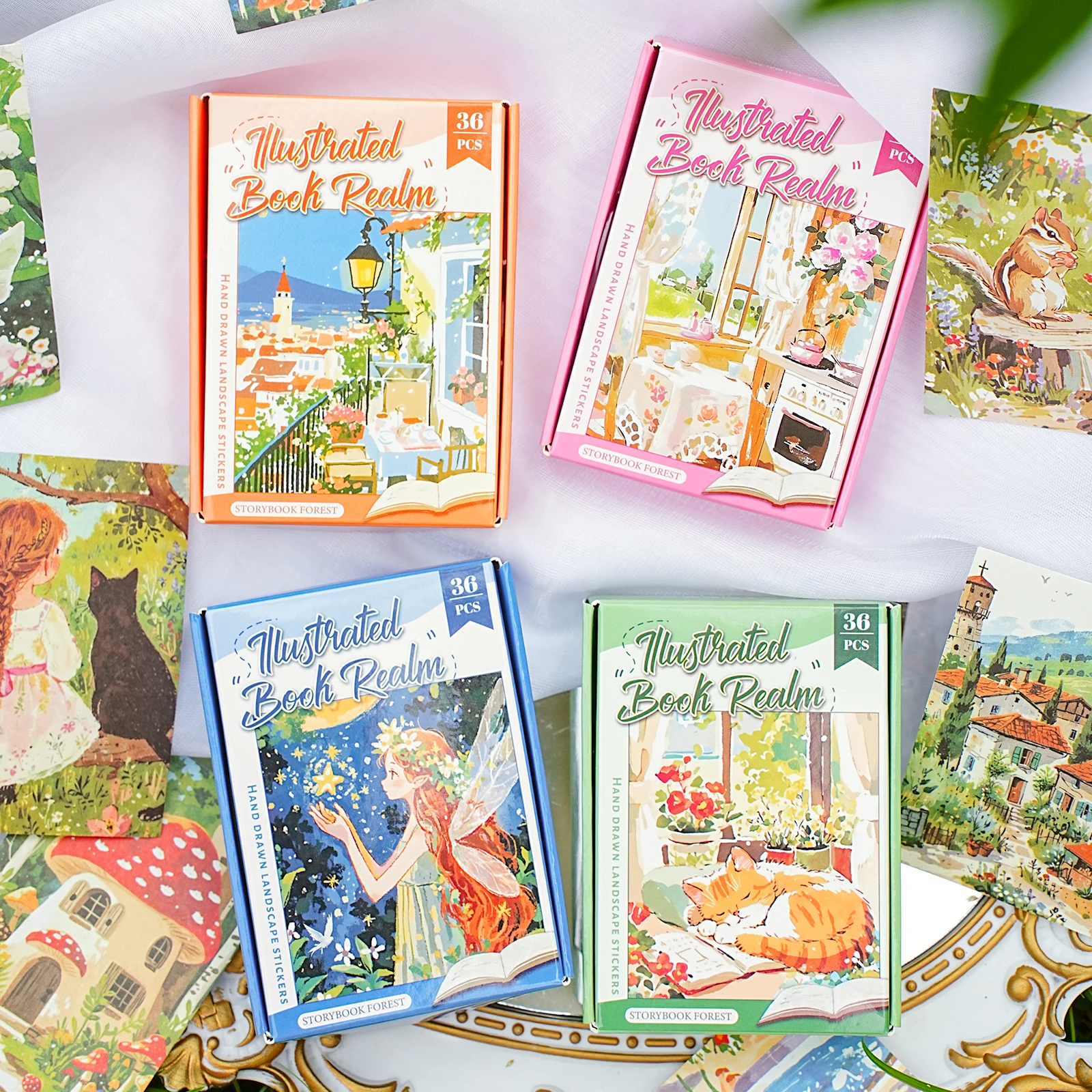 

Etori Life Picture Book World Series Vintage Hand-Drawn Scenery and Character Pattern Boxed Stickers for Decorating Laptops, Phone Cases, Suitcases, DIY Crafts, Photo Albums, Handmade Scrapbooks, Student Stationery, Children's Stickers