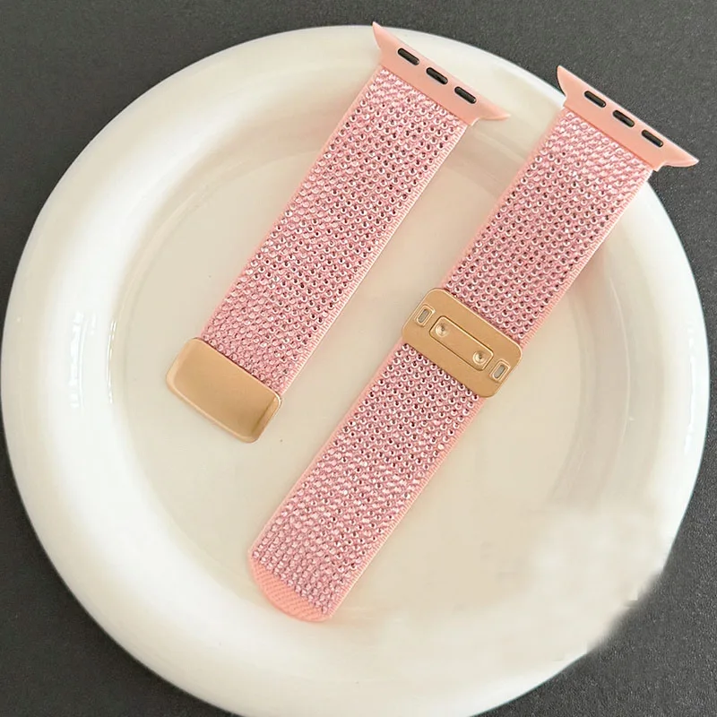 Luxury Sparkle Diamond Magnetic Strap For Apple Watch Band Ultra2 49mm 45mm 44 41 42 Correa Band For Iwatch Series 10 9 8 SE 7 6