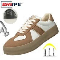 Zapatos de seguridad para mujer con punta de acero, antigolpes y antiperforación, suela ligera y suave, modernos y transpirables