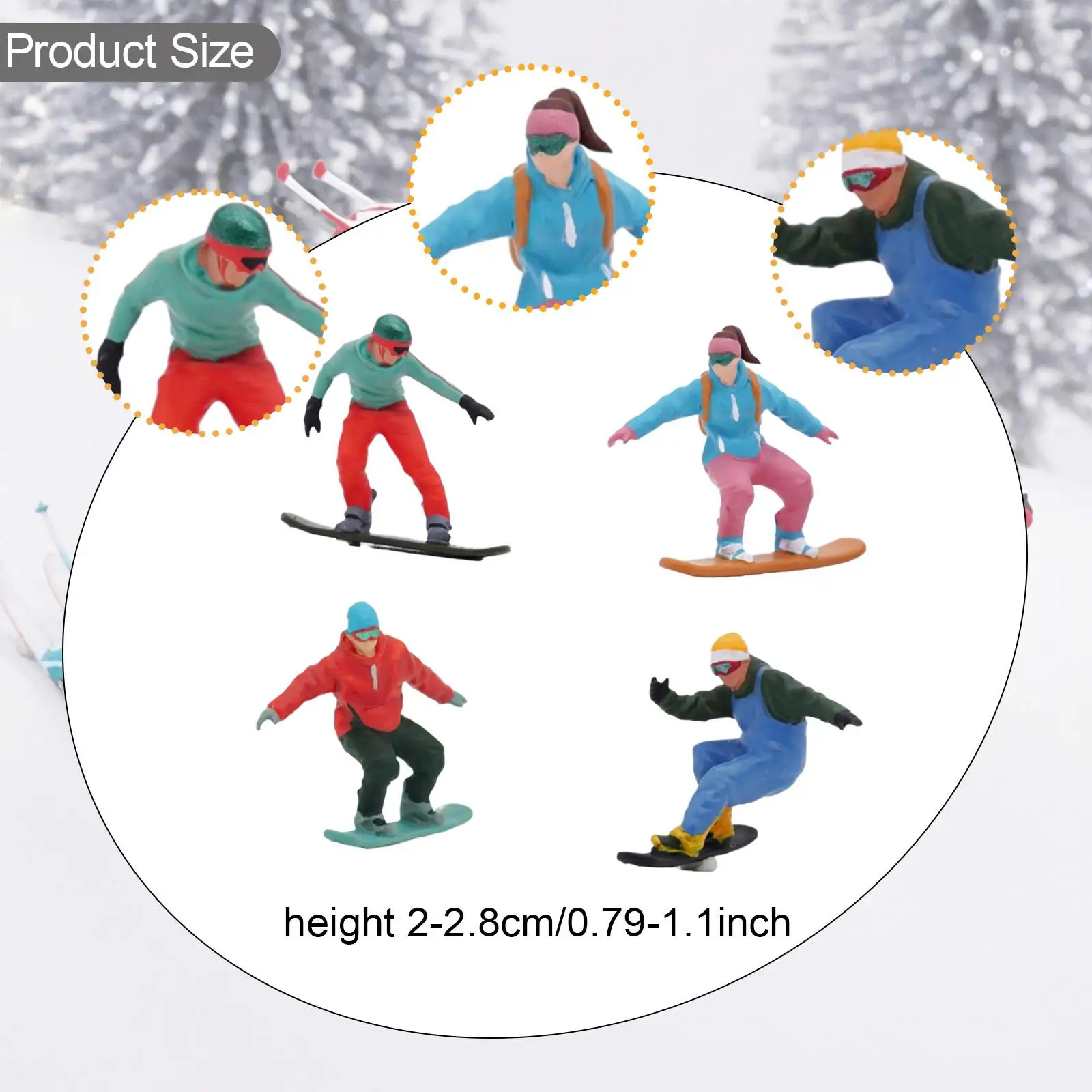 1/64 Schaal Ski Figuur 4 Stuks Miniatuur Skiër Model Sets Realistische Zand Tafel Ornament Skiën Beeldje voor Modeltreinen Spoorweg