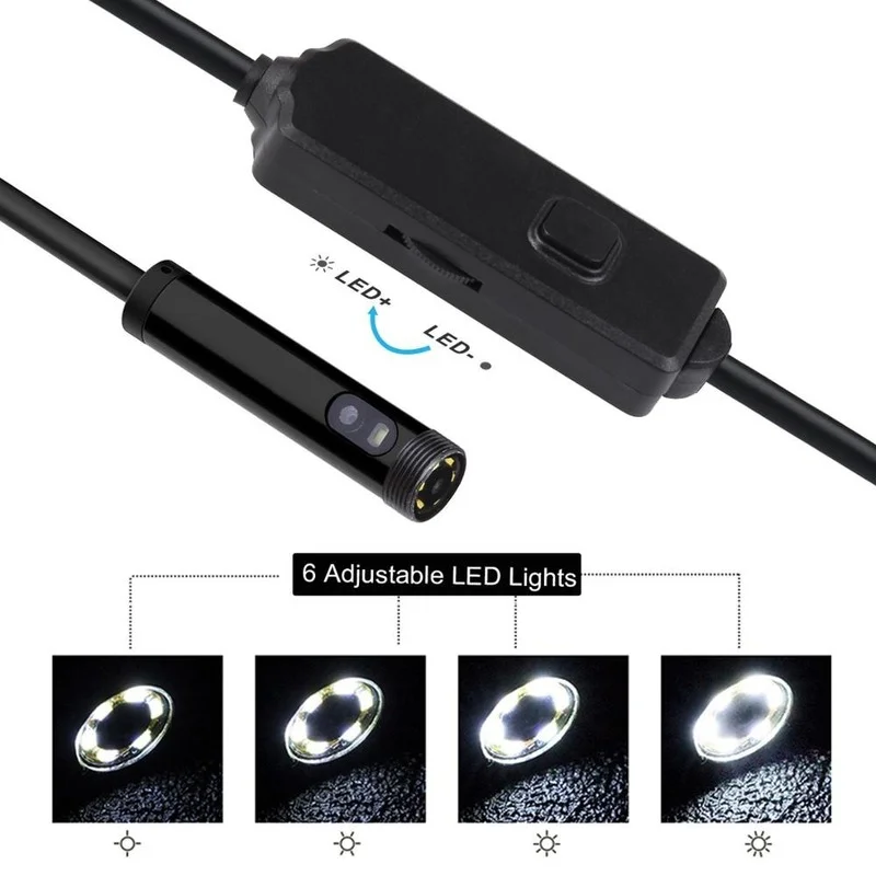 Dual Lens USB Endoscope Camera 8mm HD Borescope IP67 Waterproof Inspection Camera Screen for OTG Android Smartphone PC Notebook