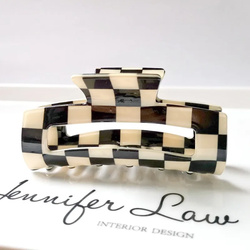 8,3 cm Mode Rechteck Acetat Haar Krallen Frauen Haar Zubehör Bunte Plaid Pferdeschwanz Essigsäure Klaue Clips Für Mädchen – Detail 14