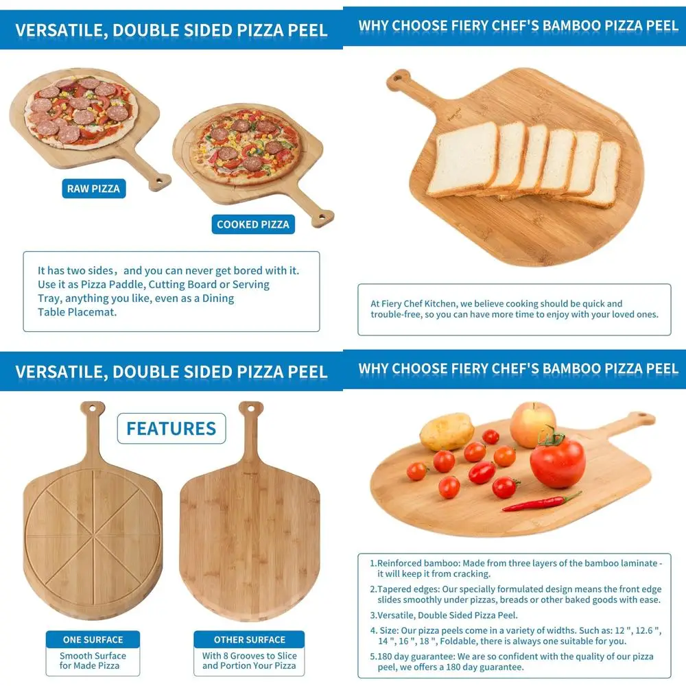 

18 бамбуковых кожухов для пиццы — разделочная доска на 8 ломтиков, аксессуар для уличной духовки, 25,6 x 18