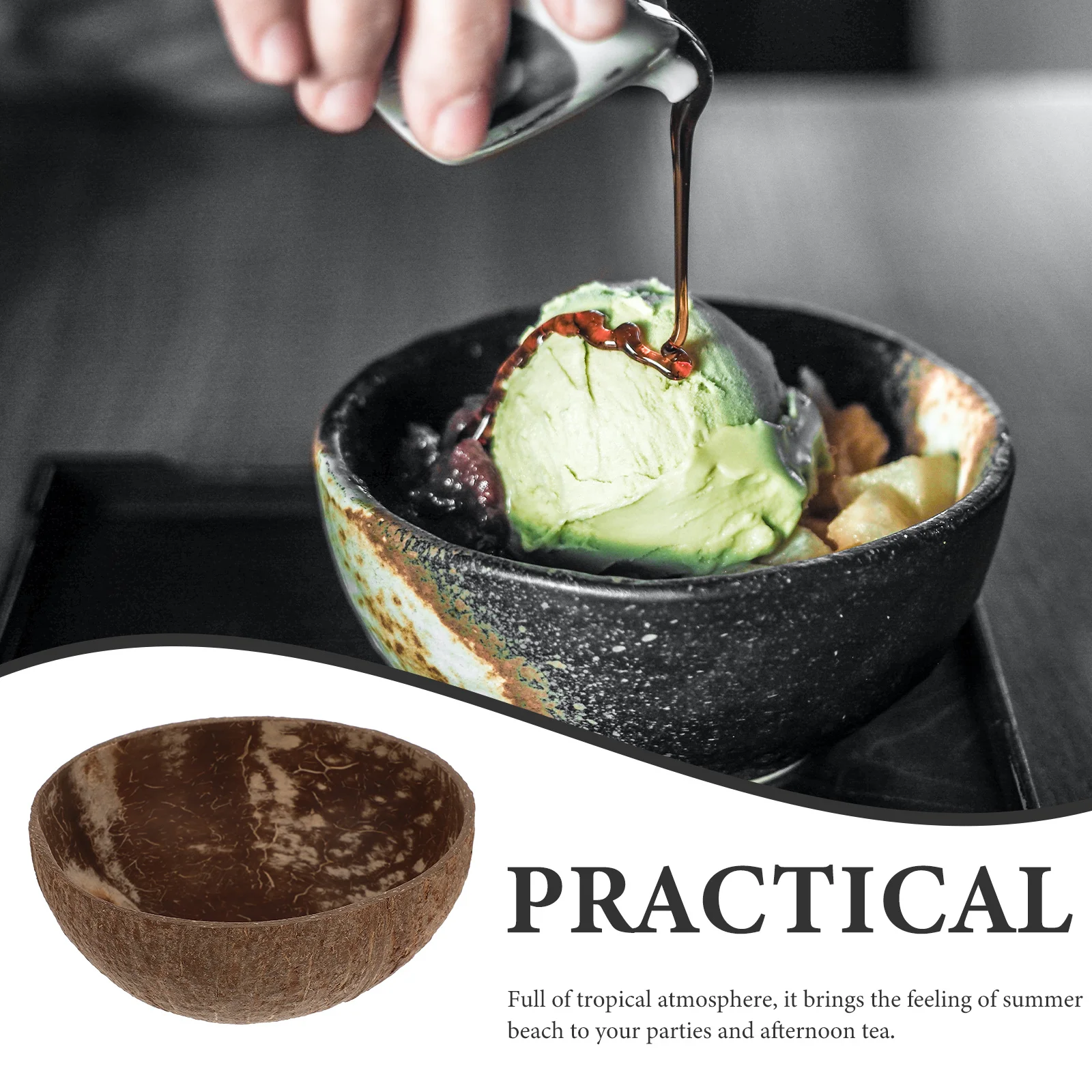 

2Pcs Natural Coconut Shell Bowls Exquisite Dessert Serving Multi-Purpose Party Decorative Fruit Holder Coconuts Bowls