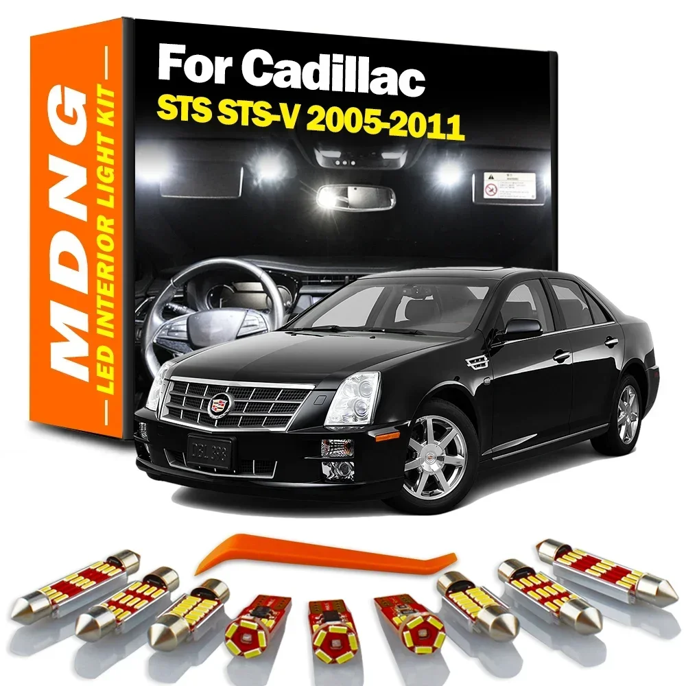 MDNG For Cadillac STS STS-V 2005 2006 2007 2008 2009 2010 2011 LED Bulbs Interior Map Dome Trunk Door Light Kit Car Accessories