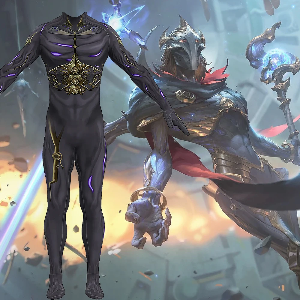 

League of Legends Viktor Cosplay Superhero LOL Viktor Bodysuit Costume Boys Zentai Outfits Halloween Costume For Adult