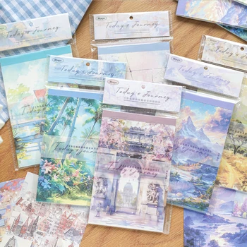 Mr. Paper 빈티지 수채화 스티커 메모 소재 책, 스크랩북 콜라주 앨범 장식 카드 용지, 6 가지 스타일, 팩당 30 매