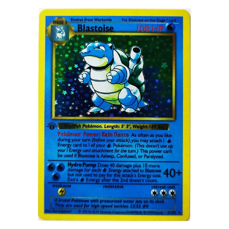 Bricolage 3 pièces/ensemble 1996 1ère édition Charizard Venusaur Blastoise carte Flash premier partenaire jeu classique Anime Collection carte cadeau jouet