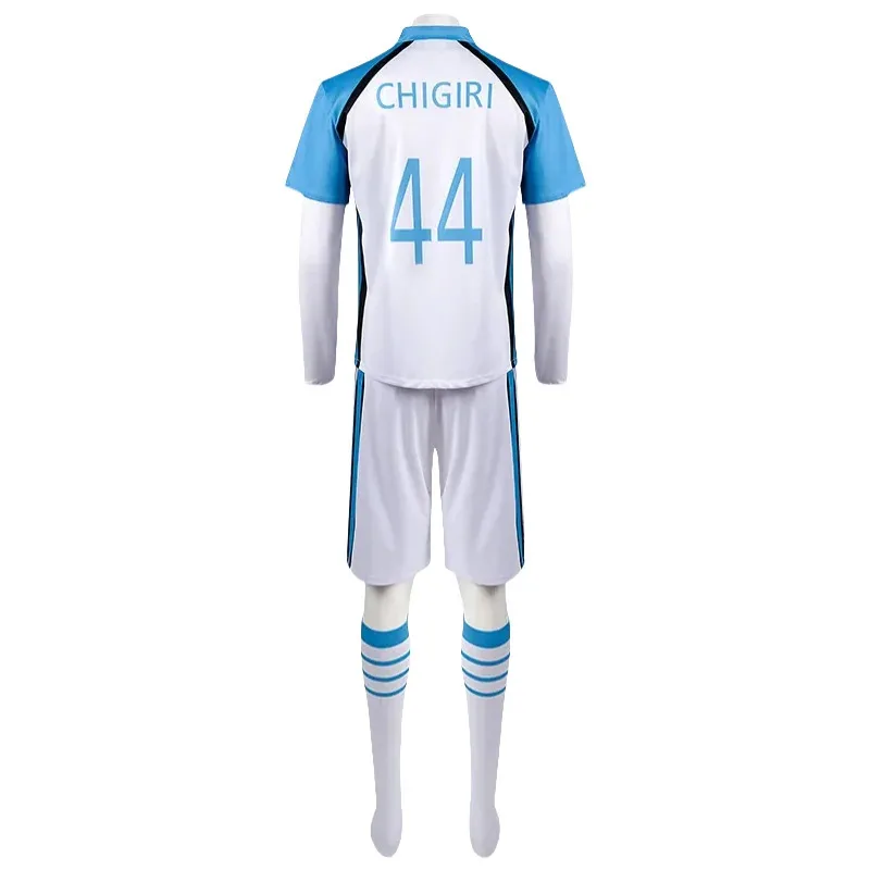 أنيمي الأزرق قفل Chigiri تأثيري ازياء رجل تألق مدينة فريق كرة القدم جيرسي مجموعة #   44 زي كرة القدم شيجيري هيوما