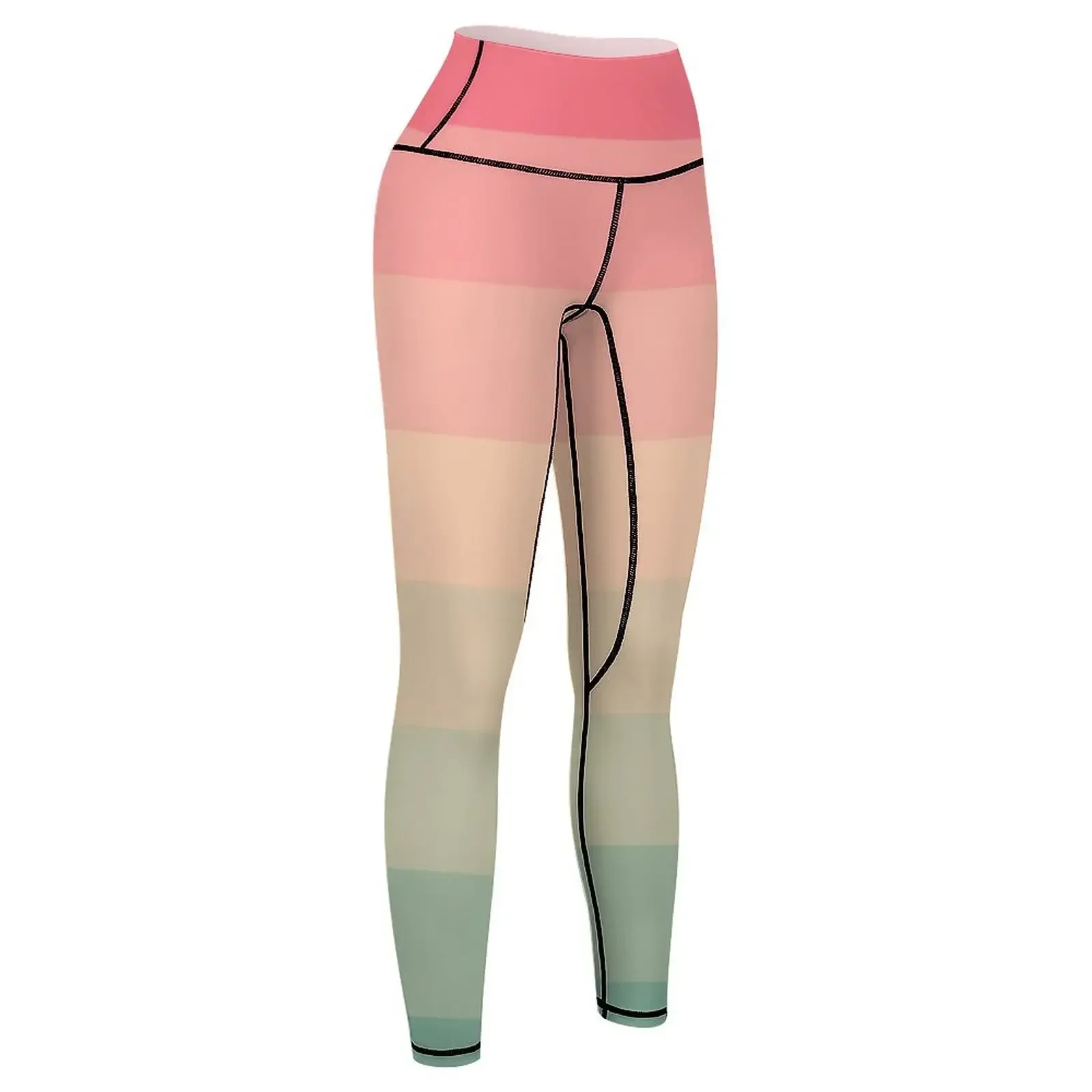 الرجعية الملونة خطوط أفقية طماق السراويل الرياضية امرأة رفع اللياقة البدنية رفع يغطي الرجل طماق المرأة