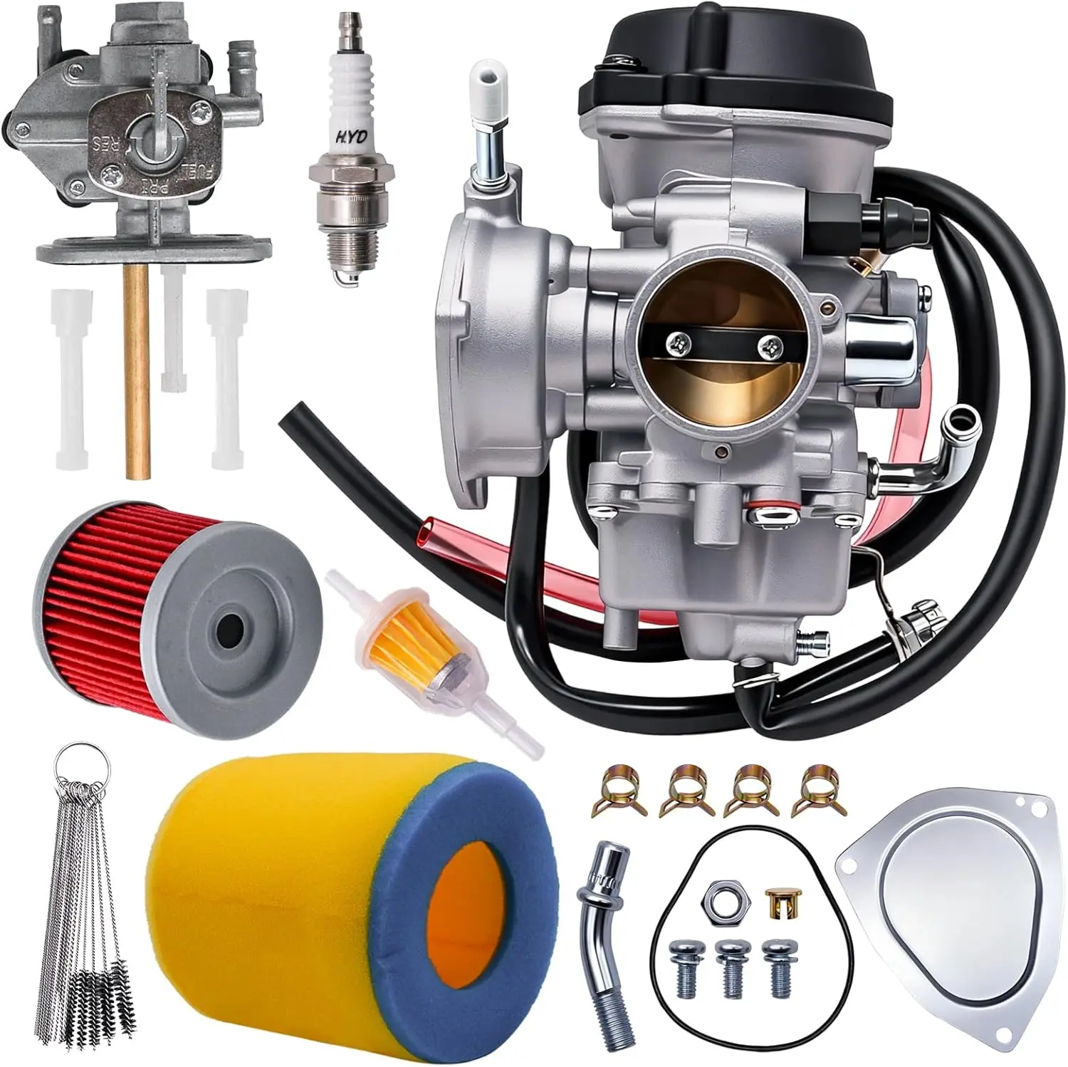 Carburateur LTZ400 compatible avec Suzuki LTZ400 LTZ 400 Quad ATV 2003 2004 2005 2006 2007, kit carburateur avec robinet de carburant, filtre à air