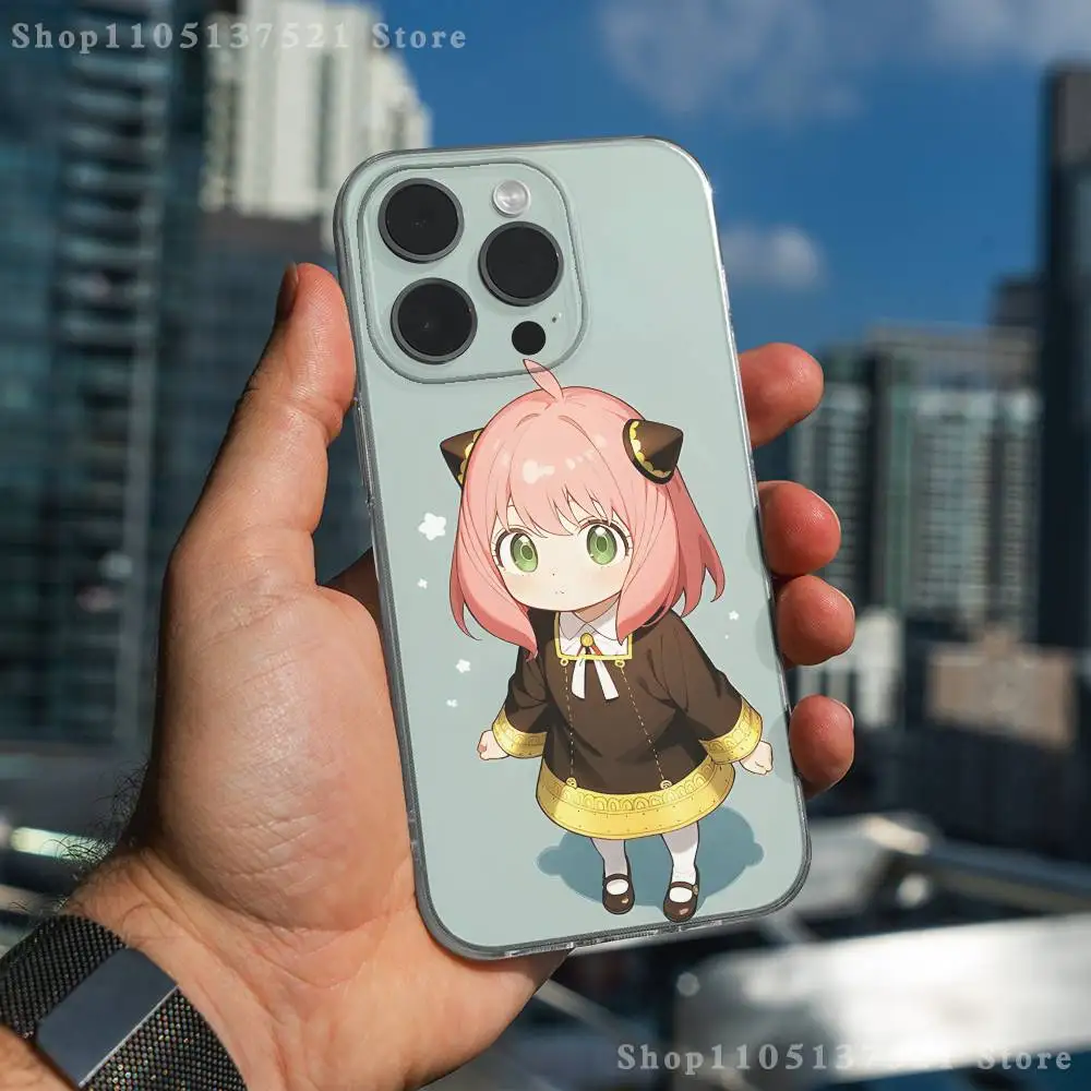 Casing HP S-Spy X Family Anya Forger Untuk iPhone 17,16,15,14,13,12,11 Pro,Max,Plus,X,XS,XR,SE4,E Mini Transparan Bahan Lembut
