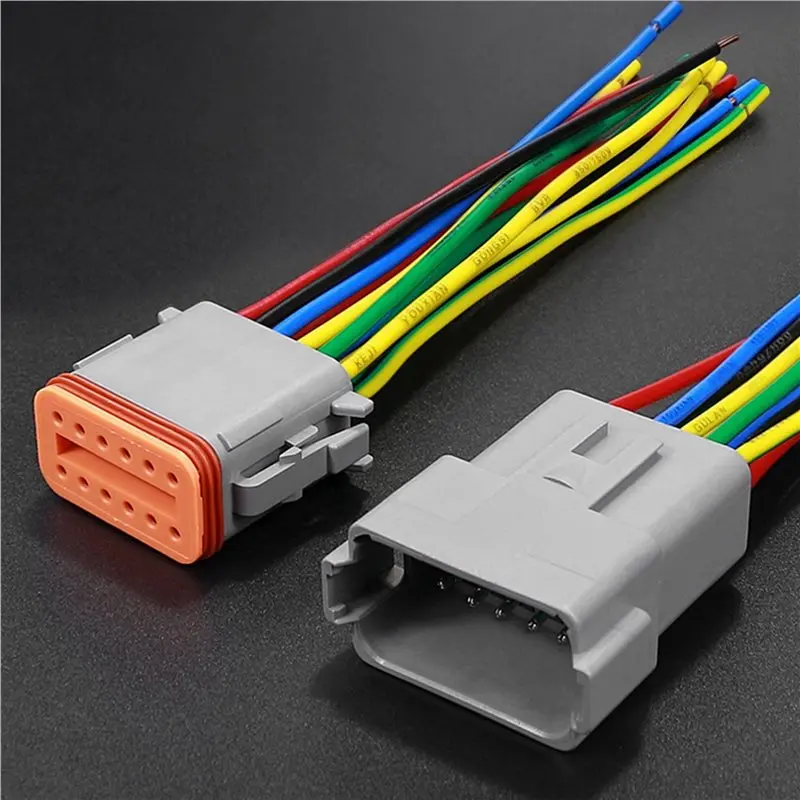 ABUG-2 Sets Of 12-Pin DT Series Male And Female Connectors (Pre-Wired), Suitable For Automotive Electrical Wiring