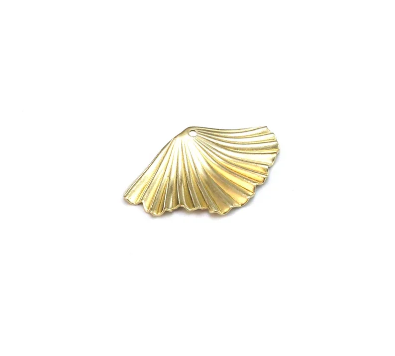 20pcs Textured Leaf Pendant, Brass Shell Earring Charms, Jewelry Making, Earring Findings, Necklace Pendant, 31x20.7mm - R2736