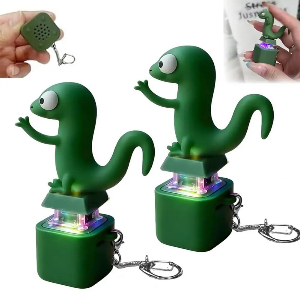 トカゲボタンキーホルダー減圧おもちゃ面白いトカゲの音とフラッシュ効果充電式ポータブルストレスリリーフフィジェットおもちゃ